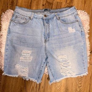 Fashion Nova Distressed Denim Shorts- 16